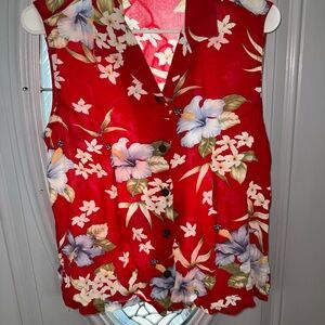 Vibrant Floral Red Tank Top